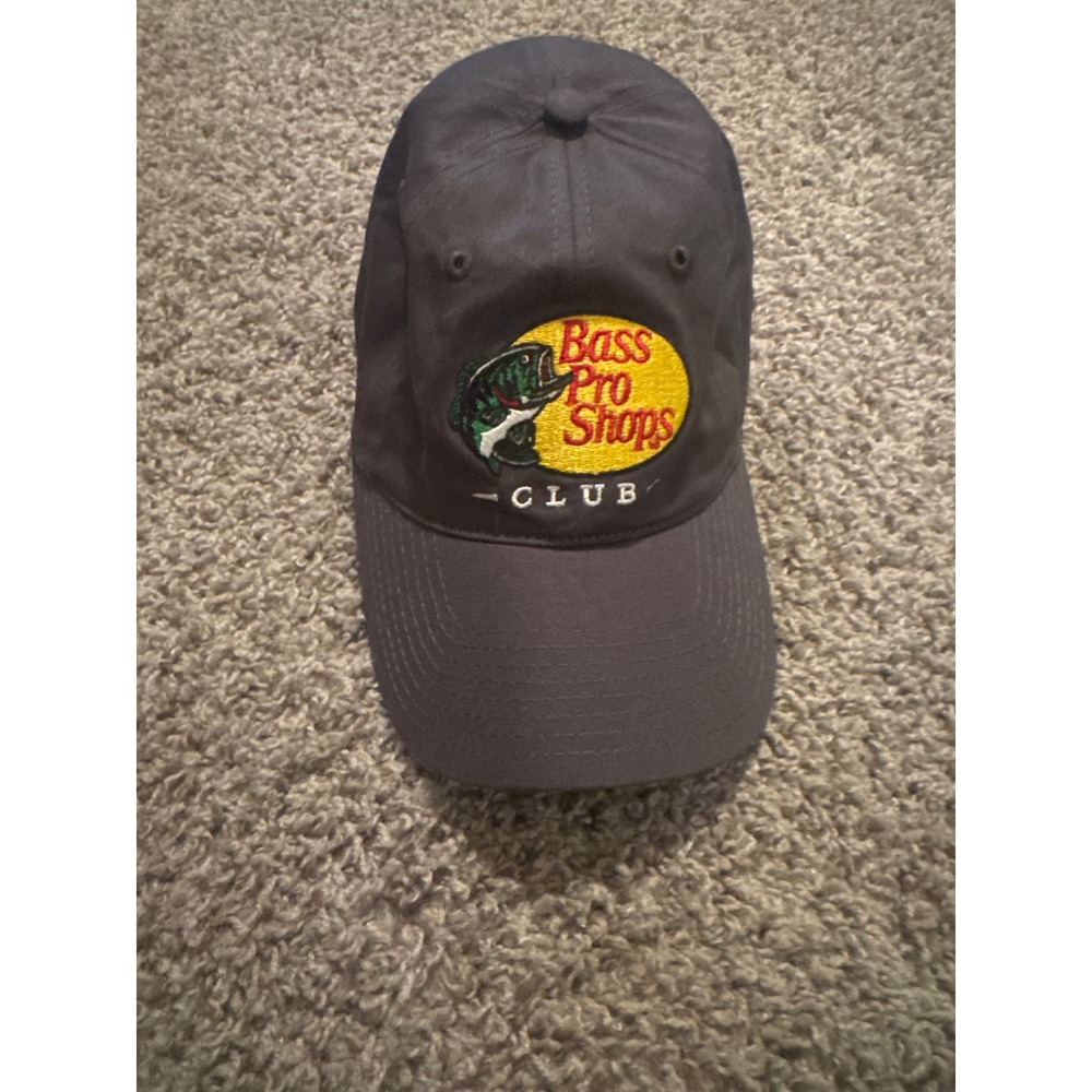 Bass Pro Shops Club Hat Charcoal Gray Embroidered Fishing Adjustable Dad Cap